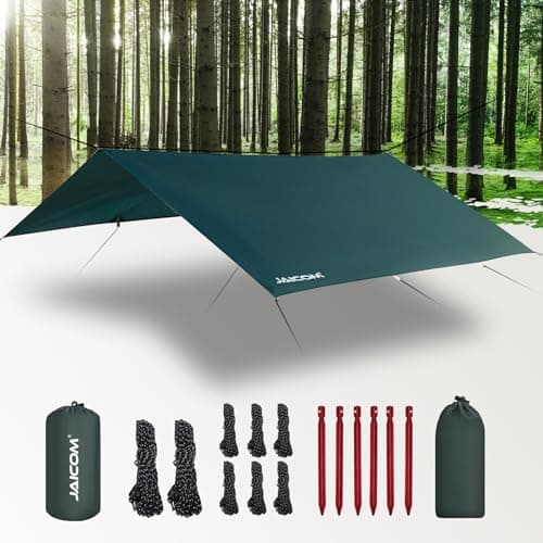 JAICOM Waterproof Camping Tarp - 10X10ft Hammock Rain Fly, Ultralight & Portable & UV Protection Backpacking Tarp, Multifunctional for Outdoor Adventure, Hiking, Tent, Hammock image