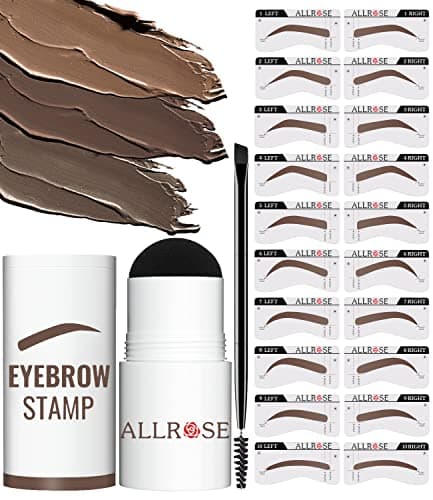 ALLROSE Eyebrow Stamp Stencil Kit - One Step Brow Stamp Kit, 20 Brow Stencils and Stamp Kit image