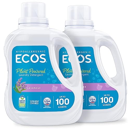 ECOS Laundry Detergent Liquid, 200 Loads - Dermatologist Tested Laundry Soap - Hypoallergenic, EPA Safer Choice Certified, Plant-Powered - Lavender, 100 Fl Oz (Pack of 2) image