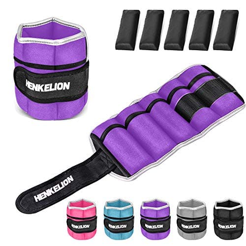 Henkelion 1 Pair 6 Lbs Adjustable Ankle Weights For Women Men Kids, Strength Training Wrist And Ankle Weights Set For Gym, Fitness Workout, Running, Lifting Exercise Leg Weights - each 3 Lbs Purple image