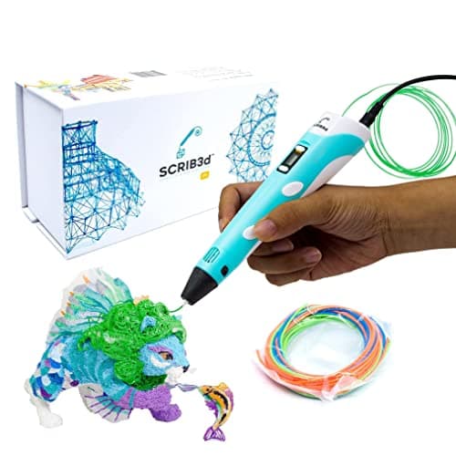 SCRIB3D P1 3D Printing Pen with Display - Includes 3D Pen, 3 Starter Colors of PLA Filament, Stencil Book + Project Guide, and Charger image