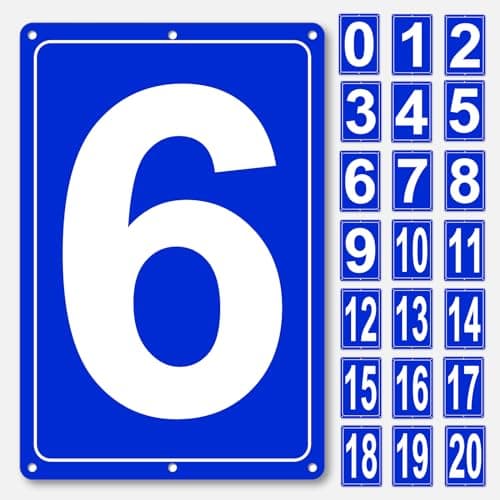 Numbered Sign 6, Aluminum Number Signs for Tennis Court, 12x8 inches Signage for Parking Lots and Public Spaces, Weatherproof and Easy to Install Metal Signs image