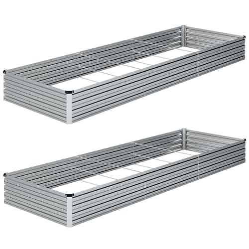 ZUNUDA Galvanized Raised Garden Bed, 2 Pcs 10×3×1FT Metal Planting Box for Outdoor Vegetable, Herb,Planter Gardening (Silver) image