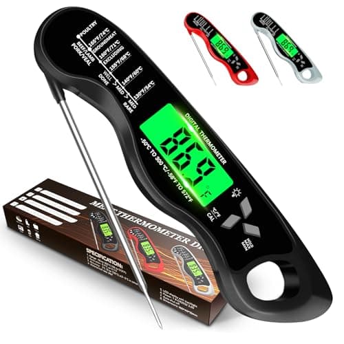 Cooking Thermometer,IP67 Waterproof Digital Meat Thermometer with Backlight, Calibration & Hold Function，Food Thermometer for Cooking,Outdoor Grilling,Candy Making image