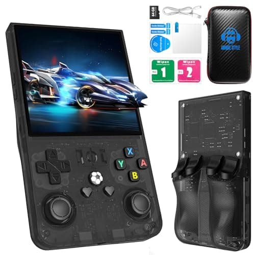 2025 New Upgrade R36MAX Retro Handheld Game Console with 64G Built-in 18000+ Classic Games, Portable Hand Held Open Source Linux System 4.0-in 4k HD IPS Screen Video Player (Black MAX 64GB) image