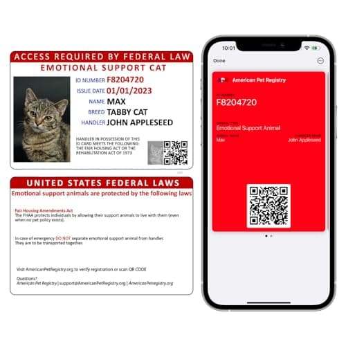 American Pet Registry Custom Emotional Support Cat ID Card + Registration to Emotional Support Animal Registry Included | NFC & QR Code image
