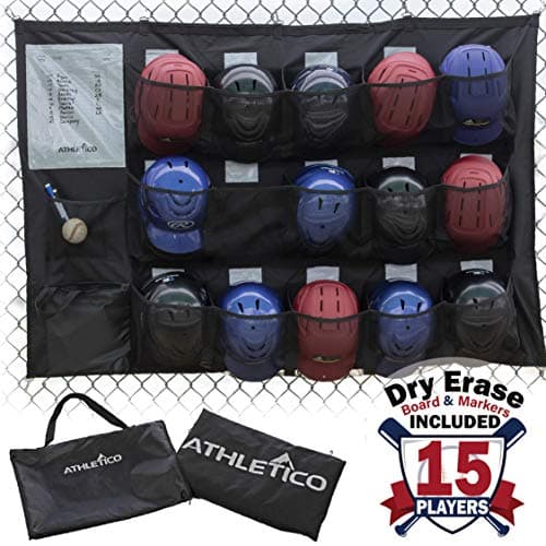 Athletico 15 Player Dugout Organizer - Hanging Baseball Helmet Bag to Organize Baseball Equipment Including Gloves, Helmets, Batting Gloves, Balls, & More image