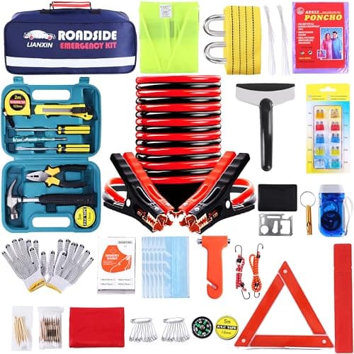 LIANXIN Roadside Assistance Emergency Kit - Car Emergency Kit with Jumper Cables image