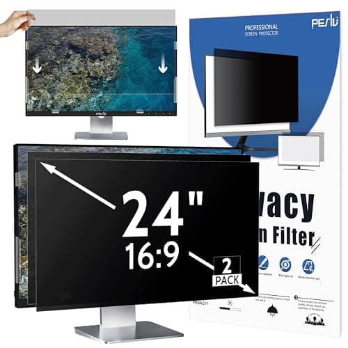 [2-Pack] 24 Inch Privacy Screen for Computer Monitor 16:9 Aspect Ratio, Eye Protection Anti Blue Light Glare Shield, 24inch Removable Black Blackout Anti Spy Desktop Security Private Filter image