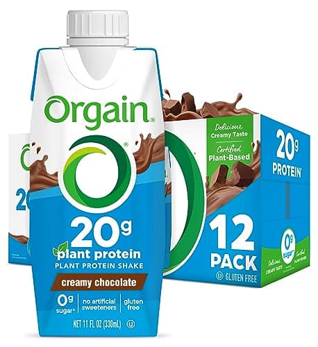 Orgain Organic Vegan Protein Shake, Creamy Chocolate - 20g Plant Based Protein, Ready to Drink, Fruits & Vegetables, Gluten Free, Kosher, No Soy or Dairy Ingredients, 11 Fl Oz (Pack of 12) image