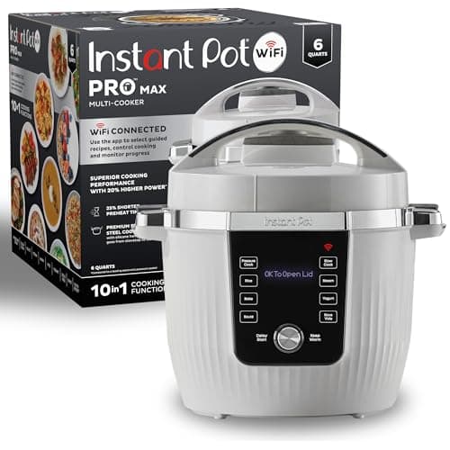 Instant Pot PRO Max Wi-Fi Smart 10-in-1 Pressure Cooker, Steamer, Saute, Warmer, Rice Cooker, Yogurt Maker, Sous Vide, Baker, NutriBoost - Includes App with 2000+ Recipes - 6 Quart image