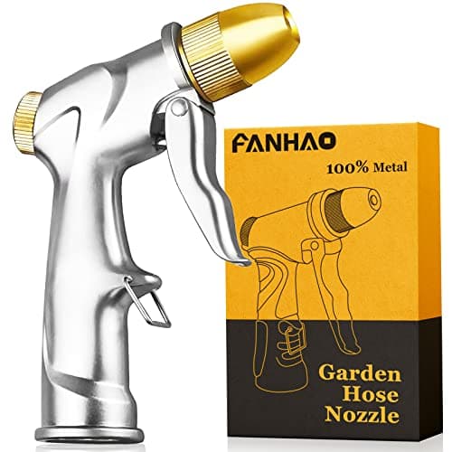 FANHAO Upgraded Garden Hose Nozzle Sprayer, 100% Heavy Duty Metal Handheld Water Nozzle High Pressure in 4 Spraying Modes for Hand Watering Plants and Lawn, Car Washing, Patio and Pet image