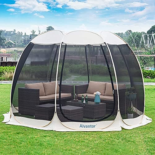 Alvantor Screen House Room Camping Tent Outdoor Canopy Pop Up Sun Shade Hexagon Shelter Mesh Walls Not Waterproof 10'x10' Beige Patent Pending image
