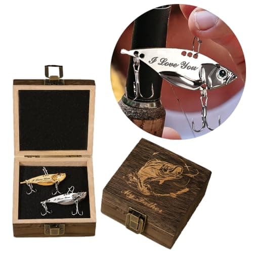 Personalized Bass Fishing Lures Kit 2 Pcs Blade Bait Fishing Lures with Box Custom Fishing Gifts for Men Fishing Lure for Bass Trout Fishing Lures for Freshwater Saltwater Walleye Fishing Lures image