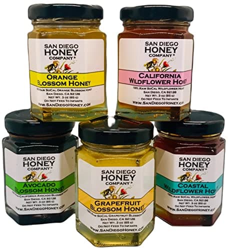 THE FLORAL HONEY COLLECTION by San Diego Honey Company, Honey Taster Flight, 5 x 3oz Jars, Raw Honey Variety Sampler Pack image