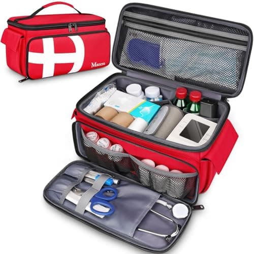 Mancro First Aid Bags Empty, Medical Travel Bag with Multi Pockets, Pill Bottle Organizer for Travel, Home Storage, Trauma Bag for EMT, Nurses, Doctor, Emergency Bag for Medicine, Medical Supplies image