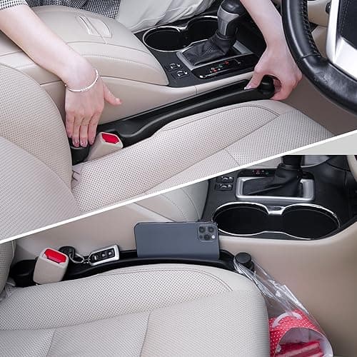 Car Seat Gap Filler Set of 2, Soft Foam Multifunctional Seat Side Gap Filler with Organizer & Hook Function, 3in1 Gap Stopper Universal Fit Car SUV Truck Fill The Gap Between Seat & Console image