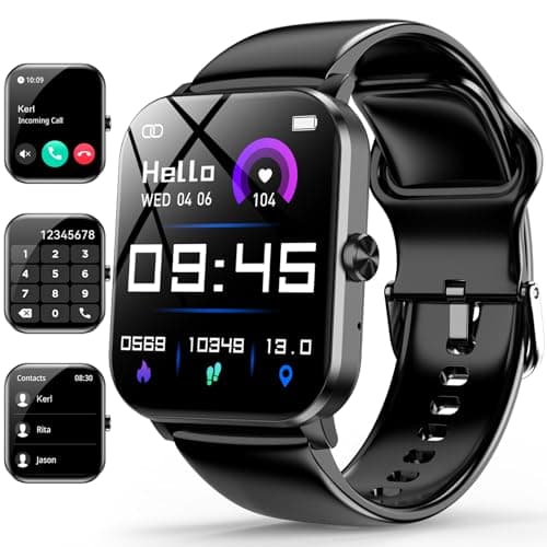 Smart Watch, 1.85" Smartwatch for Men Women (Answer/Make Call), Heart Rate, Sleep Monitor, Pedometer, 120+ Sport Modes Activity Tracker, IP68 Waterproof Fitness Watch for Android iOS (Black) image