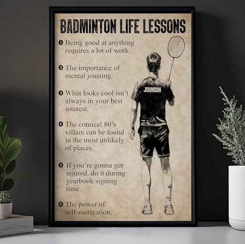 Badminton Life Lessons, Motivational Badminton Canvas Painting, Inspirational Quotes Wall Art Decor, Poster Gift For Badminton Lovers image