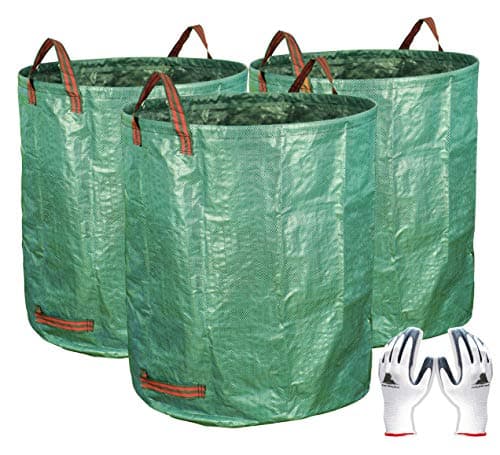 Gardzen 3-Pack 72 Gallon Yard Waste Bags, Reusable Heavy Duty Collapsible Garden Leaf Bags with Plastic Ring, Stand-Up Yard Waste Bin for Leaves, Lawn Debris & Grass Clippings image
