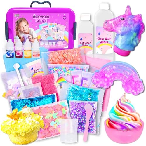 Slime Kit for Girls, Unicorn Slime Kit,Fluffy Slime Making Kit, DIY Slime Making Kits, Kids Slime Creation Kit and Super Birthday Party Favors Toys for Kids… image