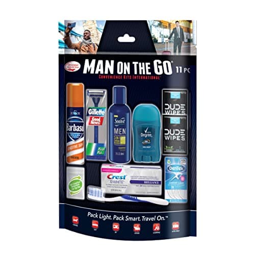 Convenience Kits International Men’s 11 Piece Kit with Oral Care and Grooming Essentials, Featuring: Travel Size Products, Blue image