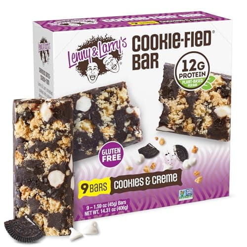 Lenny & Larry's Cookie-fied Protein Bar – Cookies & Creme Vegan Protein Bars 9x45g – Healthy Snacks with 12g Plant Protein & 5g Fiber – Gluten free Power Bar, Keto Friendly, Non-GMO & Vegan image