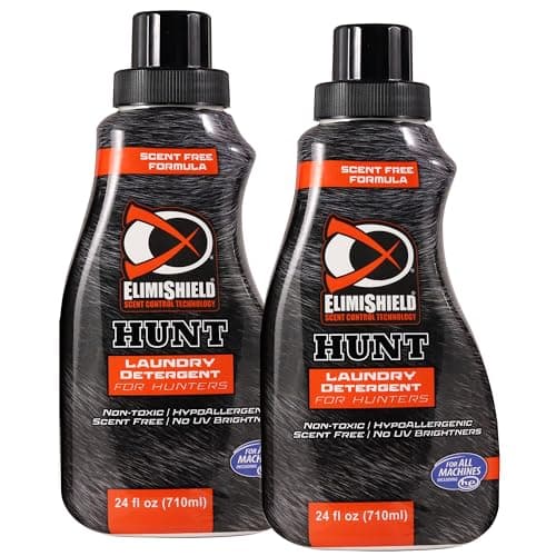 Hunter Safety System ElimiShield Hunt Scent-Free Laundry Detergent, Odor Eliminator for Hunting Gear, Scent Killer for Hunting, & Laundry Detergent for Stains – 24oz Bottle Pack of 2 image