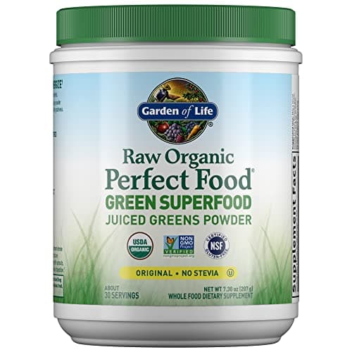 Garden of Life Raw Organic Perfect Food Green Superfood Juiced Greens Powder - Original Stevia-Free, 30 Servings, Non-GMO, Gluten Free Whole Food Dietary Supplement, Alkalize, Detoxify, Energize image
