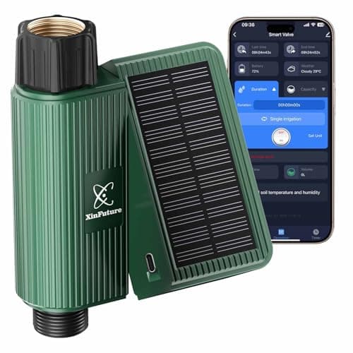 Smart WiFi Solar Sprinkler Timer, XinFuture Water Timer Rechargeable with Rain Delay, Manual & Automatic Watering System for Garden Hose Faucet, App & Voice Control, Outdoor Irrigation Controller image