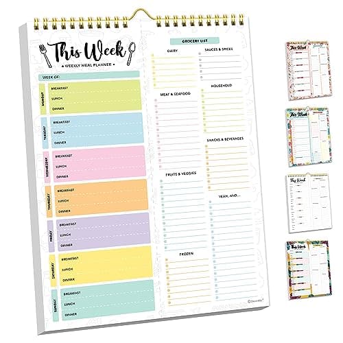 Decorably 52 Sheets Pastel Undated Weekly Meal Planner image