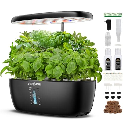 Ahopegarden Indoor Garden Hydroponics Growing System: 12 Pods Plant Germination Kit Garden Kit Growth Lamp Countertop with LED Grow Light Hydrophonic Planter Grower Harvest Vegetable Lettuce image