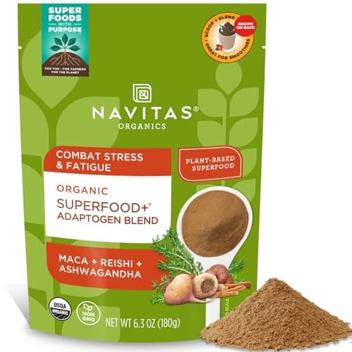 Navitas Organics Superfood+ Adaptogen Blend for Stress Support (Maca + Reishi + Ashwagandha), 6.3oz Bag, 30 Servings — Organic, Non-GMO, Vegan, Gluten-Free, Keto & Paleo. image