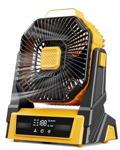KopBeau Portable Camping Fan with Lights, 20000mAh Rechargeable Battery Operated Fan, Battery Powered Outdoor Beach Tent with 3 Speeds & Hook, Personal USB Table for Camping Accessories image