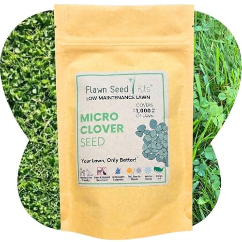 Flawn Seed Kits Micro Clover Seed, Organic Coated, Eco-Friendly, Low Growing, Low Maintenance, Lawn Alternative, Kraft Pouch, Covers up to 1000 sqft image