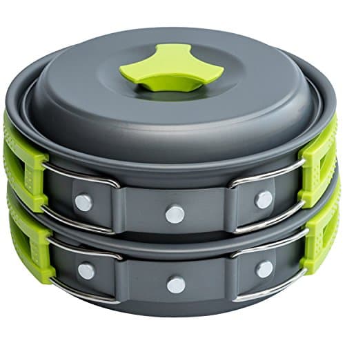 MalloMe Camping Cookware Mess Kit for Backpacking Gear – Camping Cooking Set - Camping's Pots and Pans Set - Backpacking Stove/Portable Stove Compatible - Camp Kitchen Equipment Accessories 1L Pot image