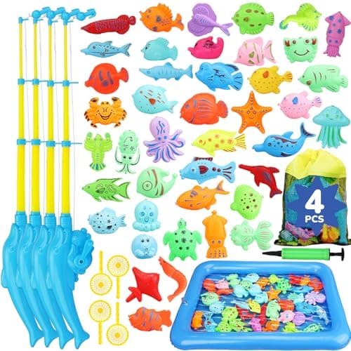 TOY Life 4-Player Magnetic Fishing Game for Kids 3-5 with Toddler Fishing Poles, Magnetic Poles Game are Designed for Little Hands, Bath Toys for Kids Ages 4-8 image