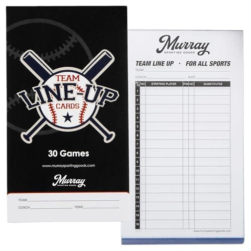 Murray Sporting Goods Baseball/Softball Lineup Cards - 30 Games with 16 Player Roster Lineup Sheet (4-Part Carbon Copies) image