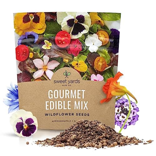 Wildflower Seeds Edible Flowers Mix - 1 Ounce Over 7,000 Open Pollinated Annual and Perennial Seeds image