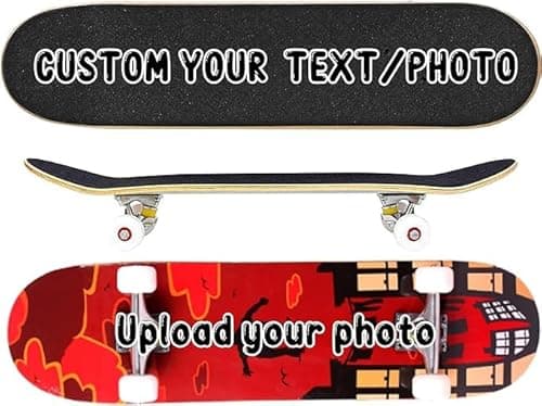 Customized Skateboard, Customized Double Crossed Skateboard DIY for Teenage Men and Women Street Strolling, Personalized Standard Skateboard Concave Cruising Skills 31 "x8 image
