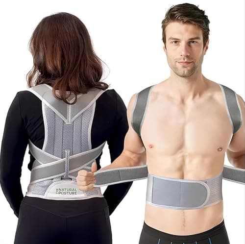 The Natural Posture Posture Corrector for Men and Women - Lumbar Back Brace and Shoulder Straightener - Helps Provide Lower Back Support and Relief - Adjustable, Comfortable and Easy to Wear image