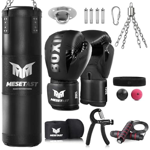Mesetast Punching Bag for Adults, 4ft Heavy Boxing Bag Set with 12 OZ Gloves for MMA Karate Kickboxing Boxing - Unfilled image