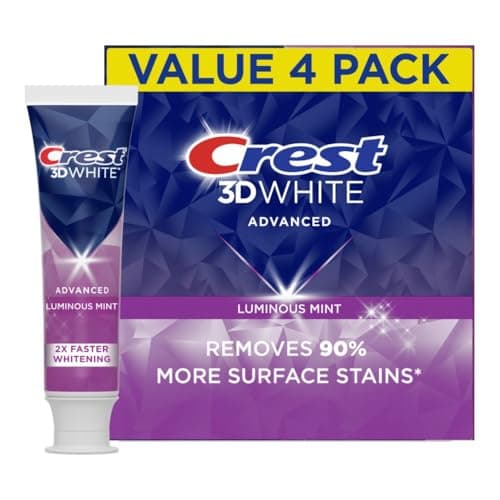 Crest 3D White Advanced Luminous Mint Teeth Whitening Toothpaste, Crest Toothpaste, 3.7 oz Pack of 4 image