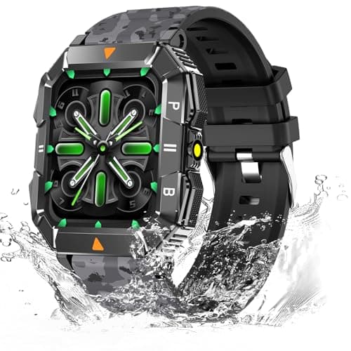 FATONIO Military Smart Watch for Men (Answer/Make Call), Fitness Smart Watch with Flashlight for Android and iPhone, Waterproof Fitness Tracker with Blood Oxygen/Heart Rate/Sleep (Camouflage) image