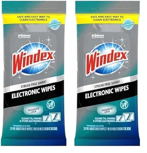 Windex Electronics Wipes, Pre-Moistened Screen Wipes Clean and Provide a Streak-Free Shine, 25 Count (Pack of 2) image