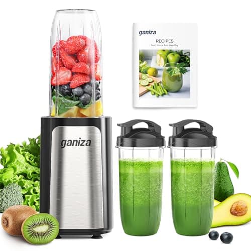 Ganiza Blender for Smoothies, 14Pcs Personal Blender for Shake and Smoothies for Kitchen with 3 Portable Blender Cups (1x24oz & 2X17oz), Single Serve Smoothie Maker, Nutritious Recipe Smoothie Blender image