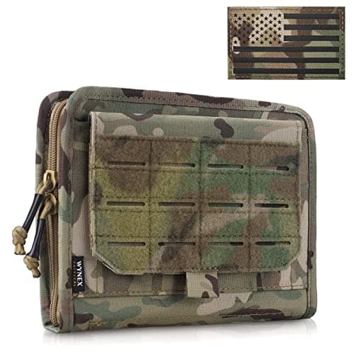 WYNEX Tactical Folding Admin Pouch, Molle Tool Bag of Laser-Cut Design, Utility Organizer EDC Medical Bag Modular Pouches Tactical Attachment Waist Pouch Include U.S Patch (CP Camo) image