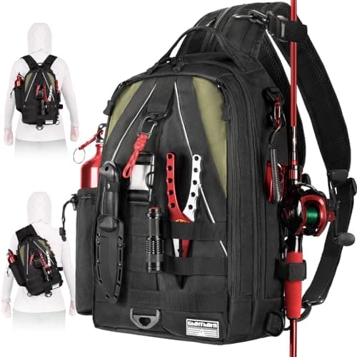 Ghosthorn Fishing Tackle Backpack Storage Bag - Outdoor Shoulder Backpack - Fishing Gear Bag Standard Black image