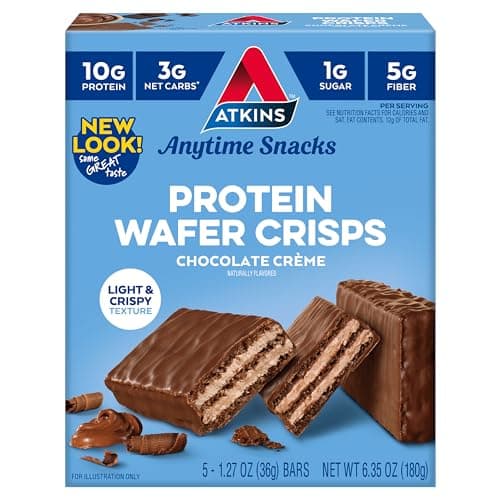 Atkins Chocolate Crème Protein Wafer Crisps, Protein Dessert, 4g Net Carb, 1g Sugar, High in Fiber, Keto Friendly, 5 Count image