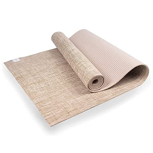 Myga RY1313 - Jute Yoga Mat - High Performance Vegan Floor Exercise Mat - Eco Friendly Biodegradable Yoga Mat with PVC Backing - 0.2" Thickness - White image